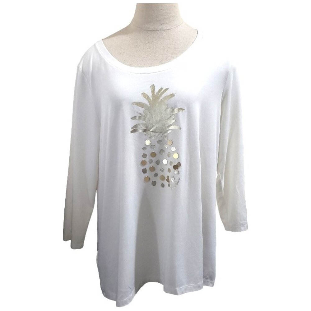 CT1735 Tommy Bahama White with Gold Pineapple T-shirt M